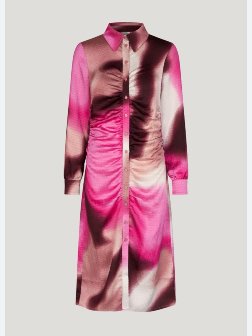 Anthropologie Pink Brown Ombre Long-Sleeve Shirt Dress